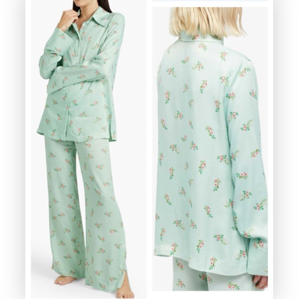 Sleeper premium loungewear green Blossom floral print luxurious Shirt $250